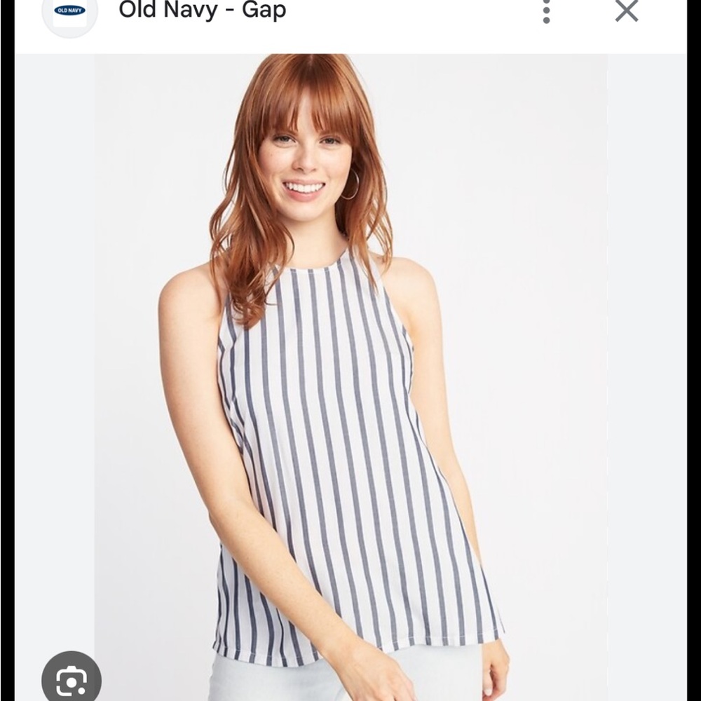 Old Navy White and Navy Vertical Stripe Halter Cami